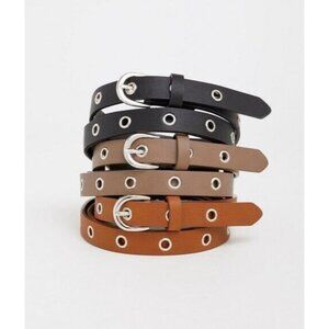 Torrid Faux Leather Grommet Belt - Pack of 3 (Brown, Black, Gray) - Size 5